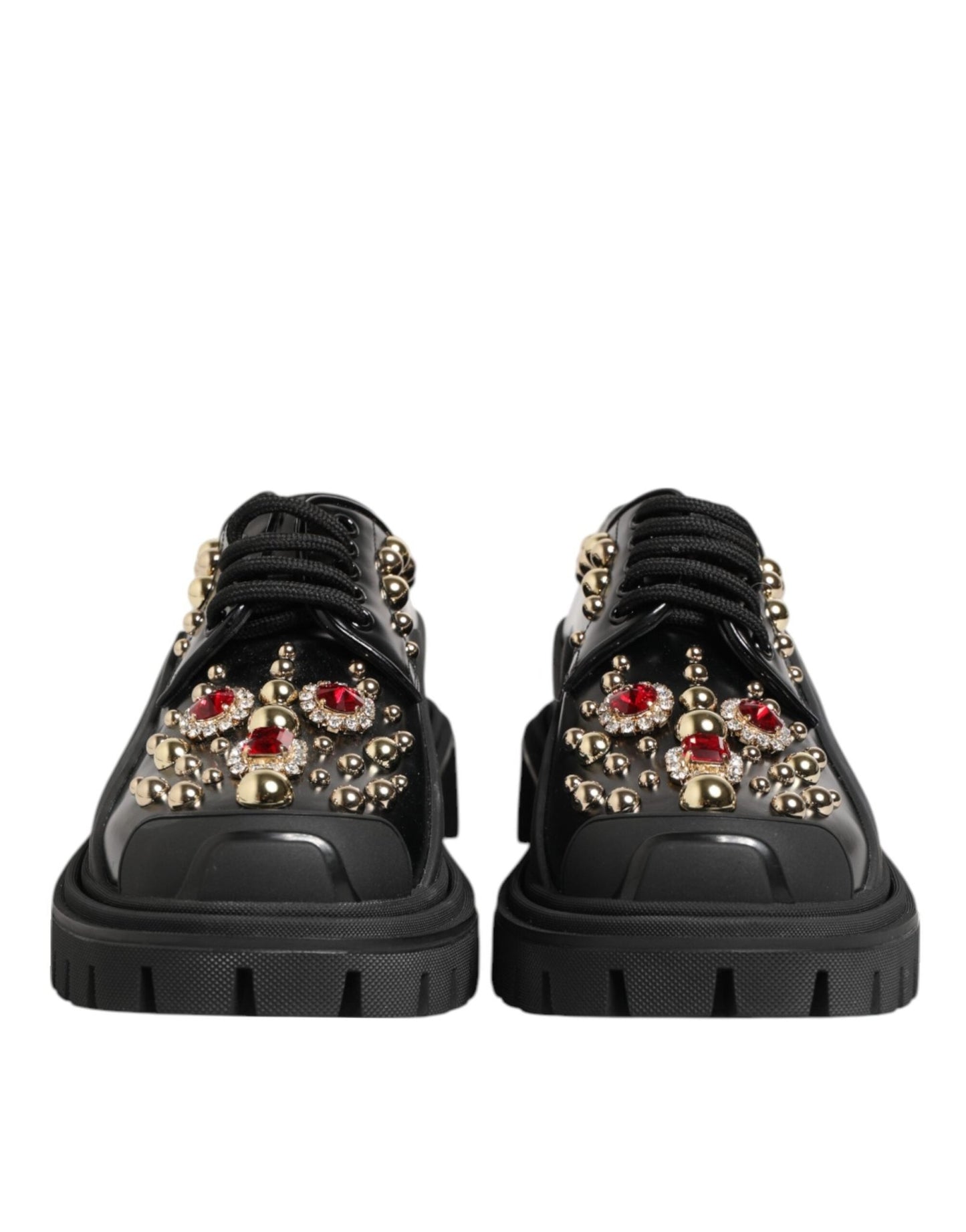 Dolce & Gabbana Black Leather Jeweled Crystals Derby Shoes – EU35.5/US5 par Dolce & Gabbana | Disponible sur Sandy Store ByNet