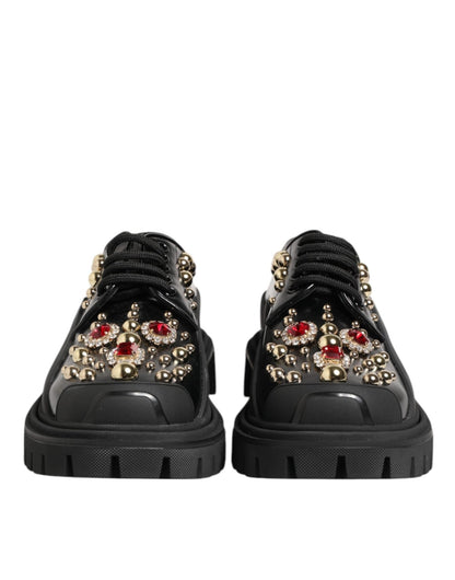 Dolce & Gabbana Black Leather Jeweled Crystals Derby Shoes – EU35.5/US5 par Dolce & Gabbana | Disponible sur Sandy Store ByNet