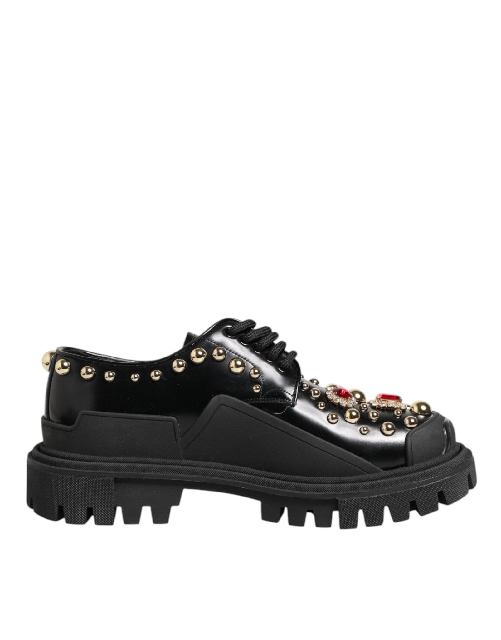Dolce & Gabbana Black Leather Jeweled Crystals Derby Shoes – EU35.5/US5 par Dolce & Gabbana | Disponible sur Sandy Store ByNet