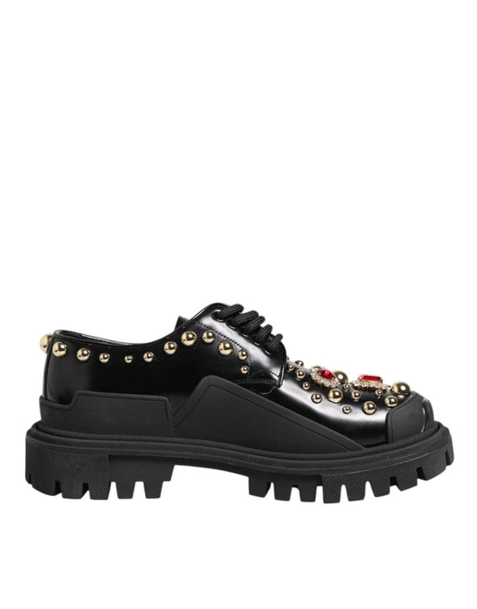 Dolce & Gabbana Black Leather Jeweled Crystals Derby Shoes – EU35.5/US5 par Dolce & Gabbana | Disponible sur Sandy Store ByNet