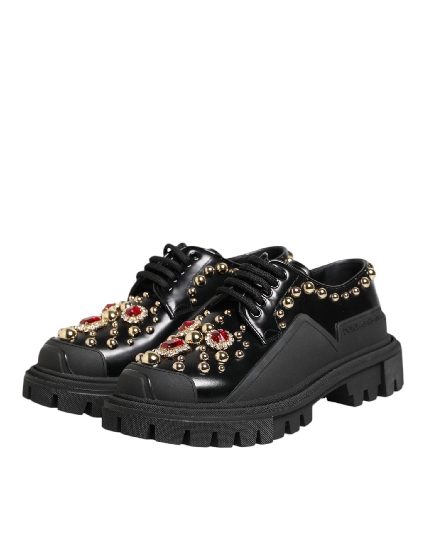 Dolce & Gabbana Black Leather Jeweled Crystals Derby Shoes – EU35.5/US5 par Dolce & Gabbana | Disponible sur Sandy Store ByNet