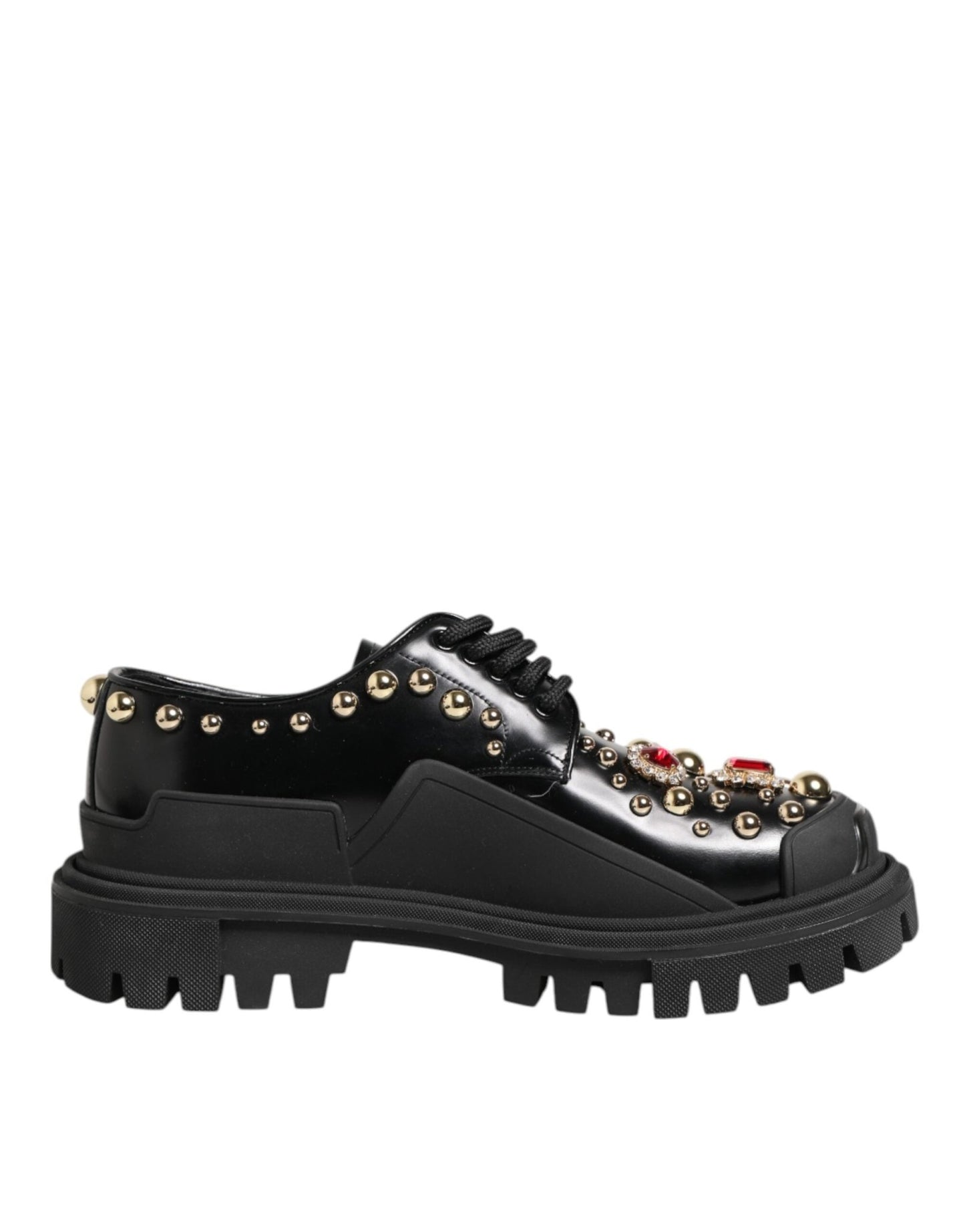 Dolce & Gabbana Black Leather Jeweled Crystals Derby Shoes – EU35.5/US5 par Dolce & Gabbana | Disponible sur Sandy Store ByNet