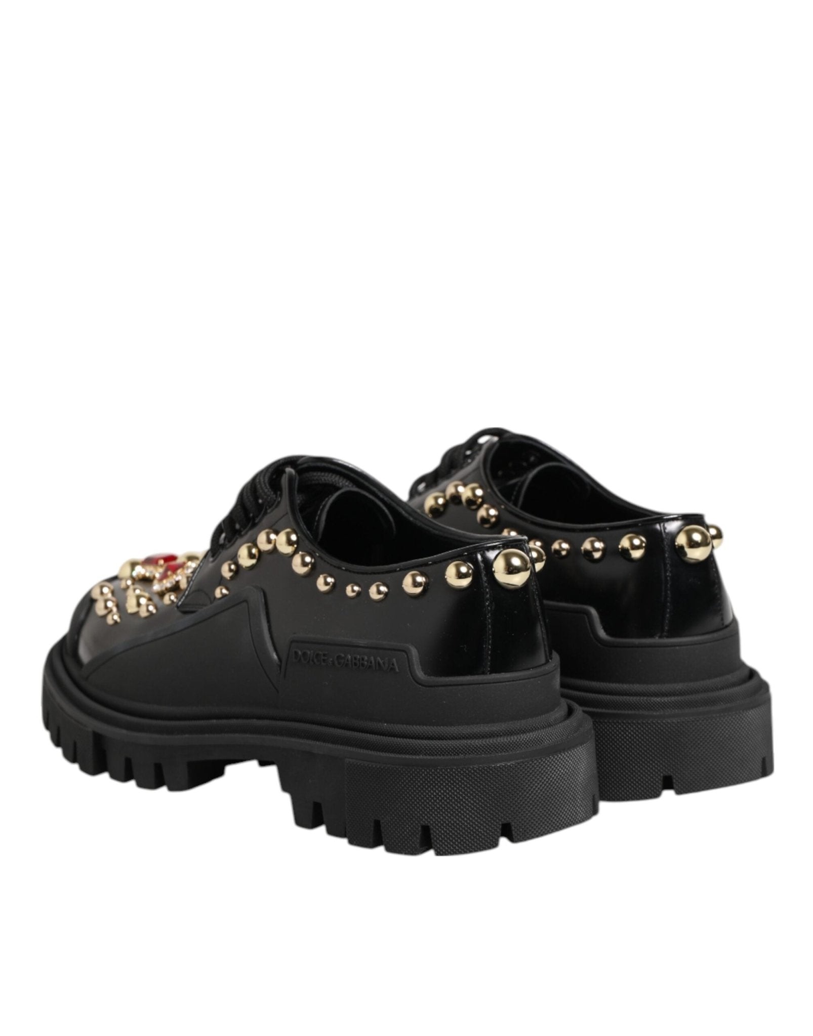 Dolce & Gabbana Black Leather Jeweled Crystals Derby Shoes – EU35.5/US5 par Dolce & Gabbana | Disponible sur Sandy Store ByNet