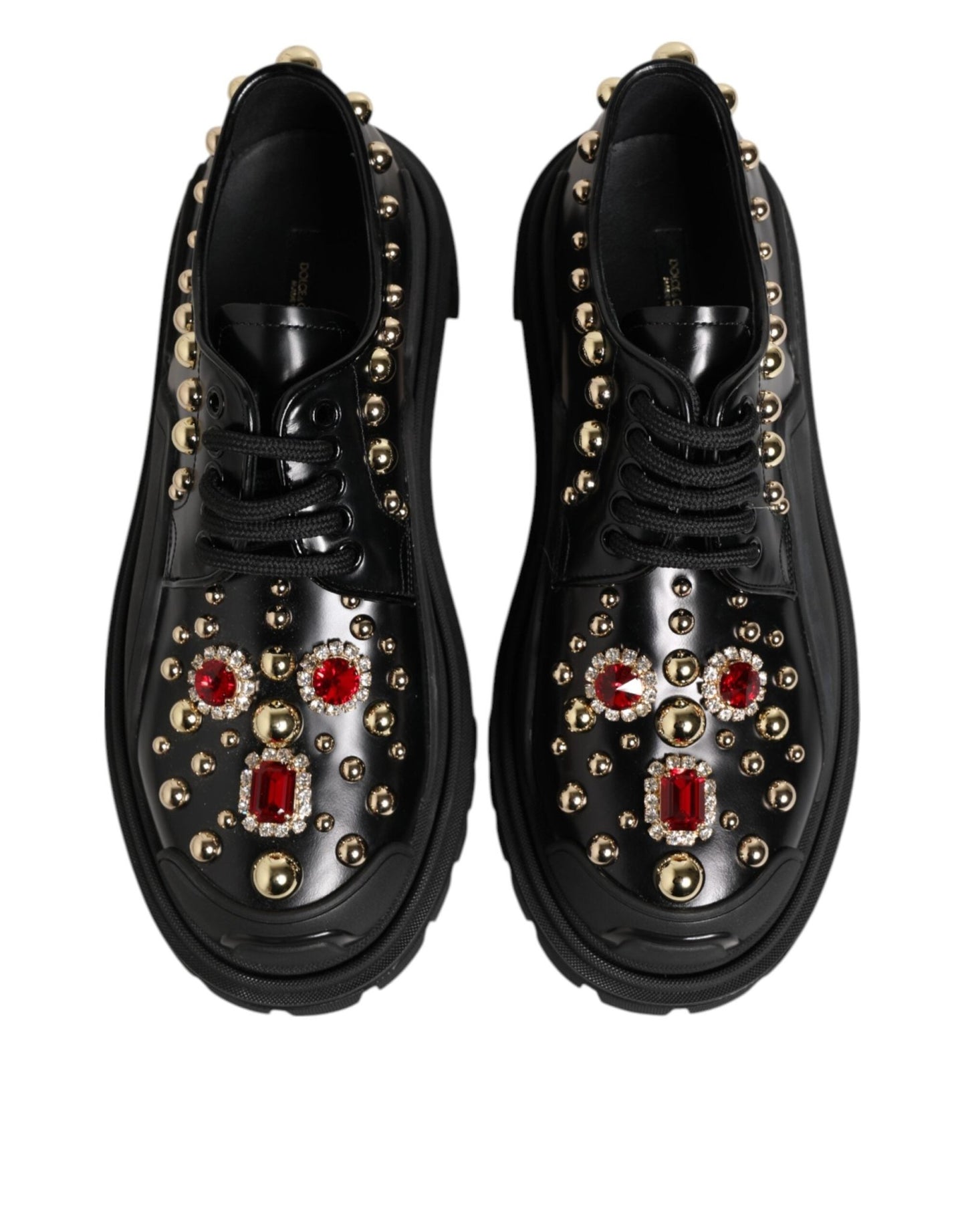 Dolce & Gabbana Black Leather Jeweled Crystals Derby Shoes – EU35.5/US5 par Dolce & Gabbana | Disponible sur Sandy Store ByNet