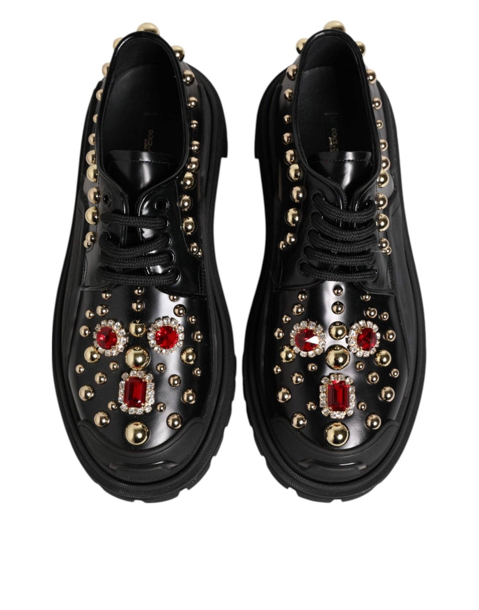 Dolce & Gabbana Black Leather Jeweled Crystals Derby Shoes – EU35.5/US5 par Dolce & Gabbana | Disponible sur Sandy Store ByNet