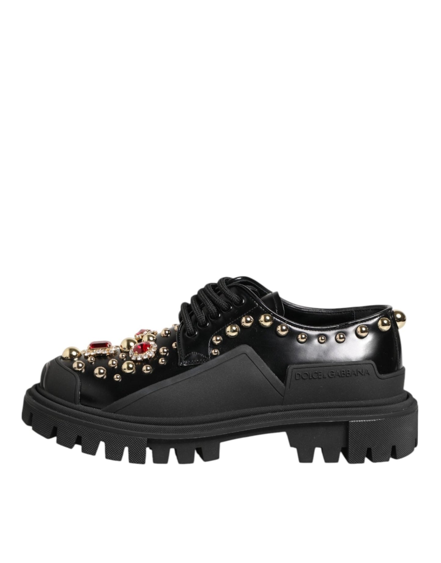 Dolce & Gabbana Black Leather Jeweled Crystals Derby Shoes – EU35.5/US5 par Dolce & Gabbana | Disponible sur Sandy Store ByNet