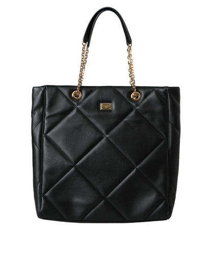 Dolce & Gabbana Black Leather JUNGLE Quilted Shopping Tote Bag - Sandy Store ByNet