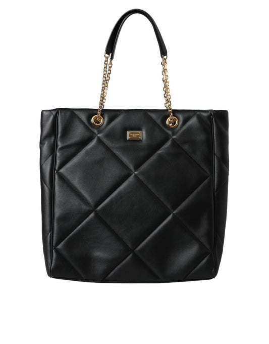 Dolce & Gabbana Black Leather JUNGLE Quilted Shopping Tote Bag - Sandy Store ByNet