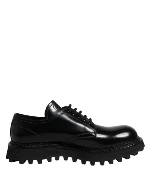 Dolce & Gabbana Black Leather Lace Up Derby Men Dress Shoes – EU42/US9 par Dolce & Gabbana | Disponible sur Sandy Store ByNet