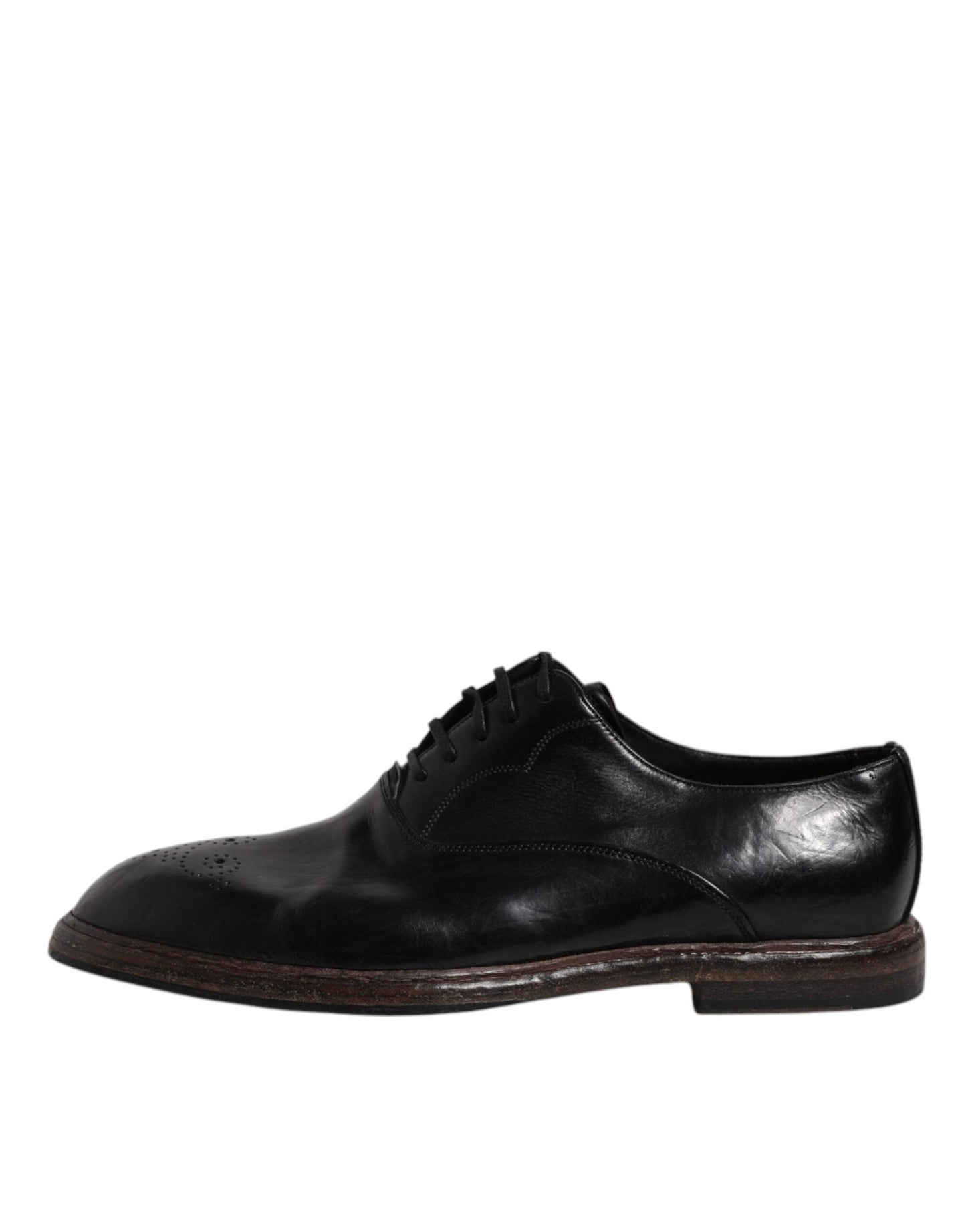 Dolce & Gabbana Black Leather Lace Up Men Derby Formal Shoes - Sandy Store ByNet