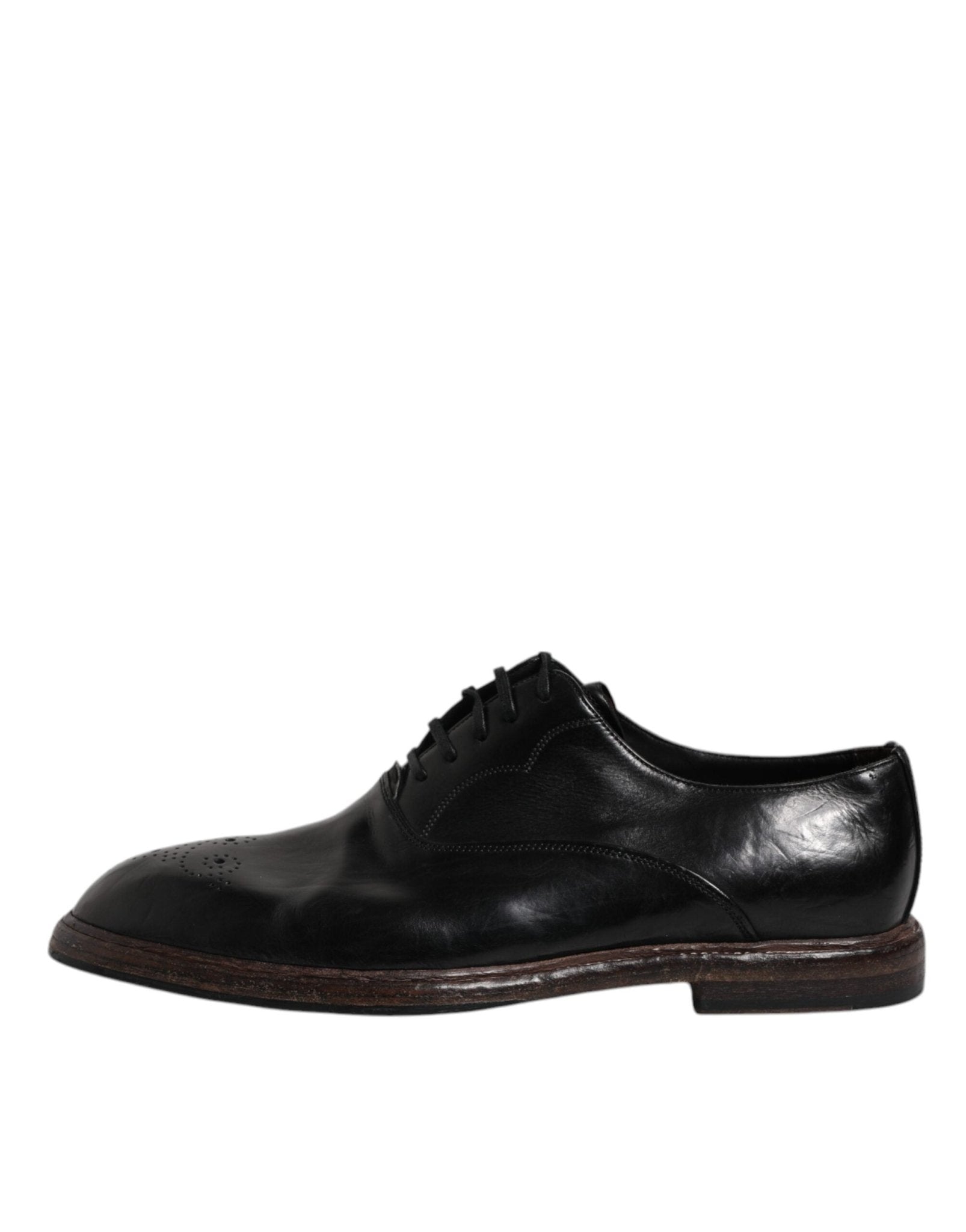 Dolce & Gabbana Black Leather Lace Up Men Derby Formal Shoes - Sandy Store ByNet
