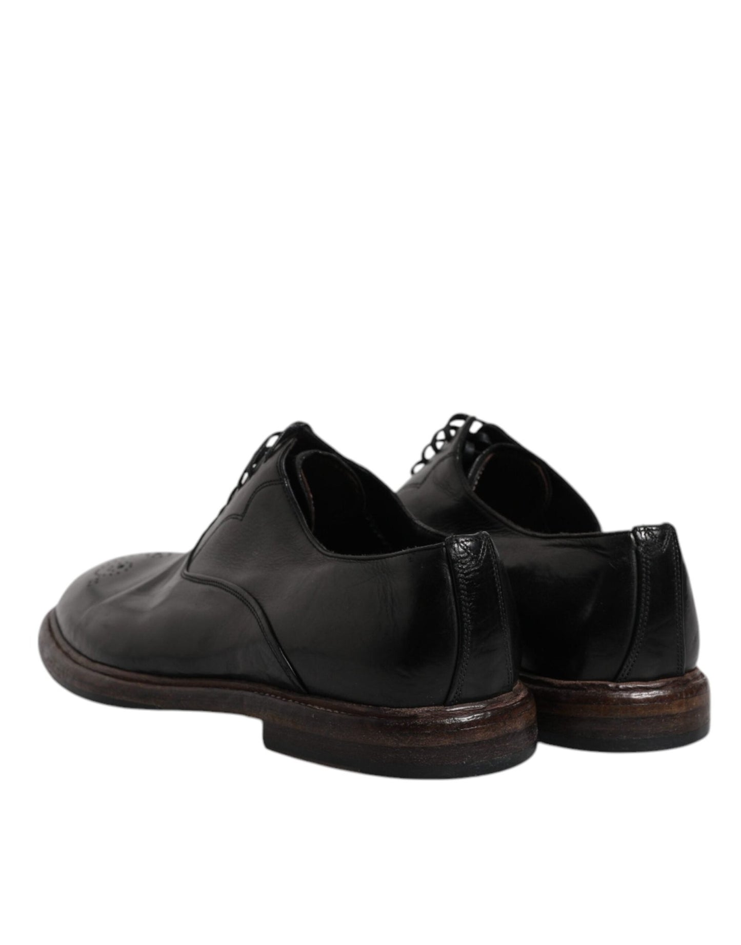 Dolce & Gabbana Black Leather Lace Up Men Derby Formal Shoes - Sandy Store ByNet