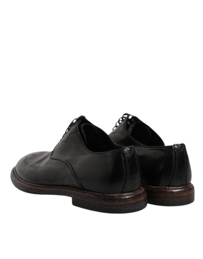 Dolce & Gabbana Black Leather Lace Up Men Derby Formal Shoes - Sandy Store ByNet