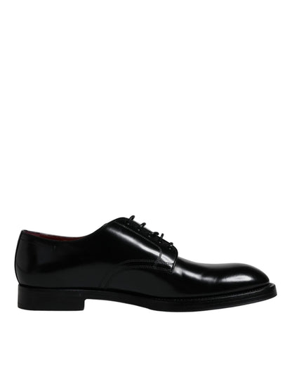 Dolce & Gabbana Black Leather Lace Up Men Derby Formal Shoes - Sandy Store ByNet