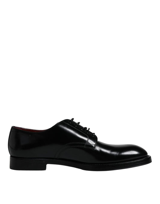 Dolce & Gabbana Black Leather Lace Up Men Derby Formal Shoes - Sandy Store ByNet