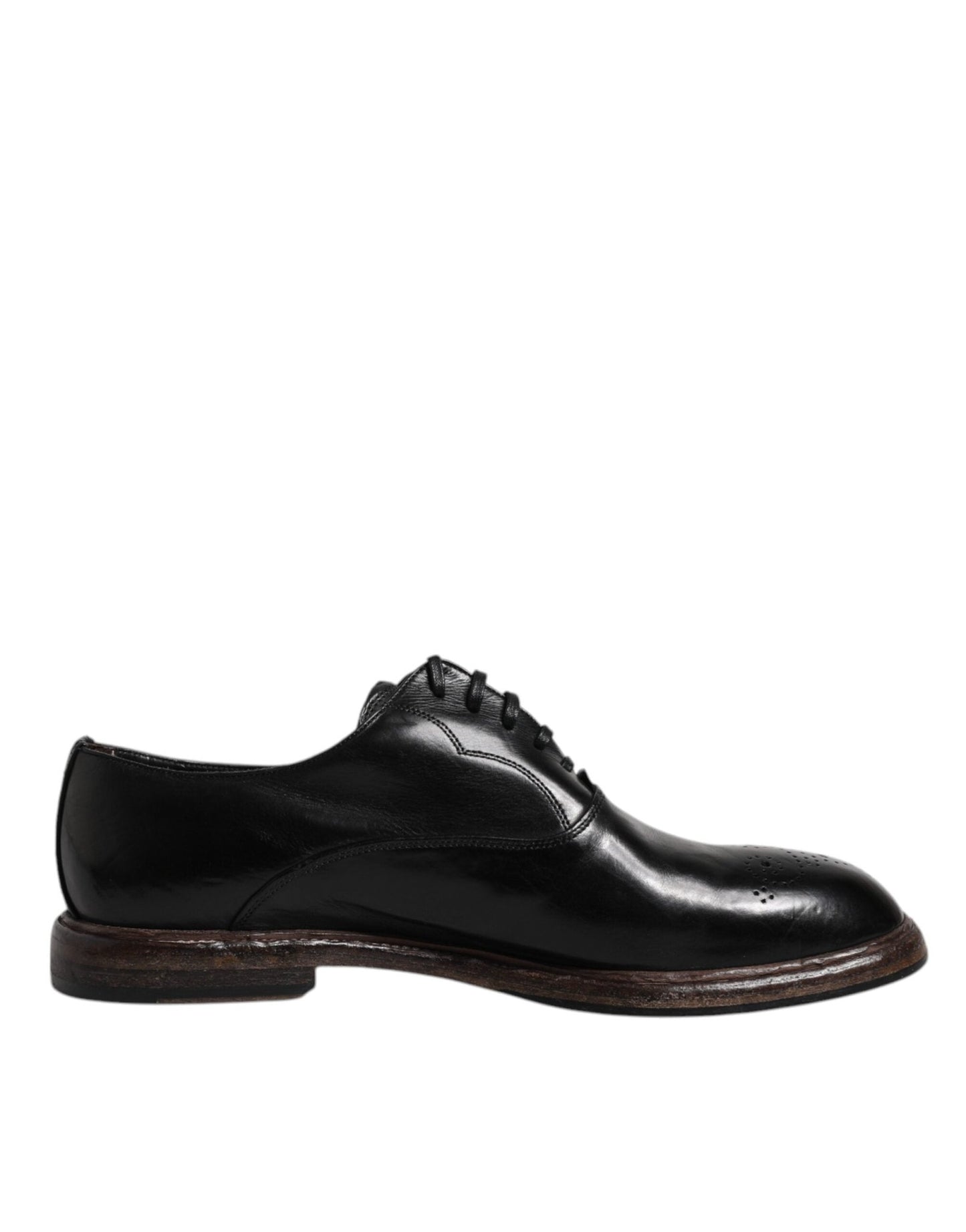 Dolce & Gabbana Black Leather Lace Up Men Derby Formal Shoes - Sandy Store ByNet