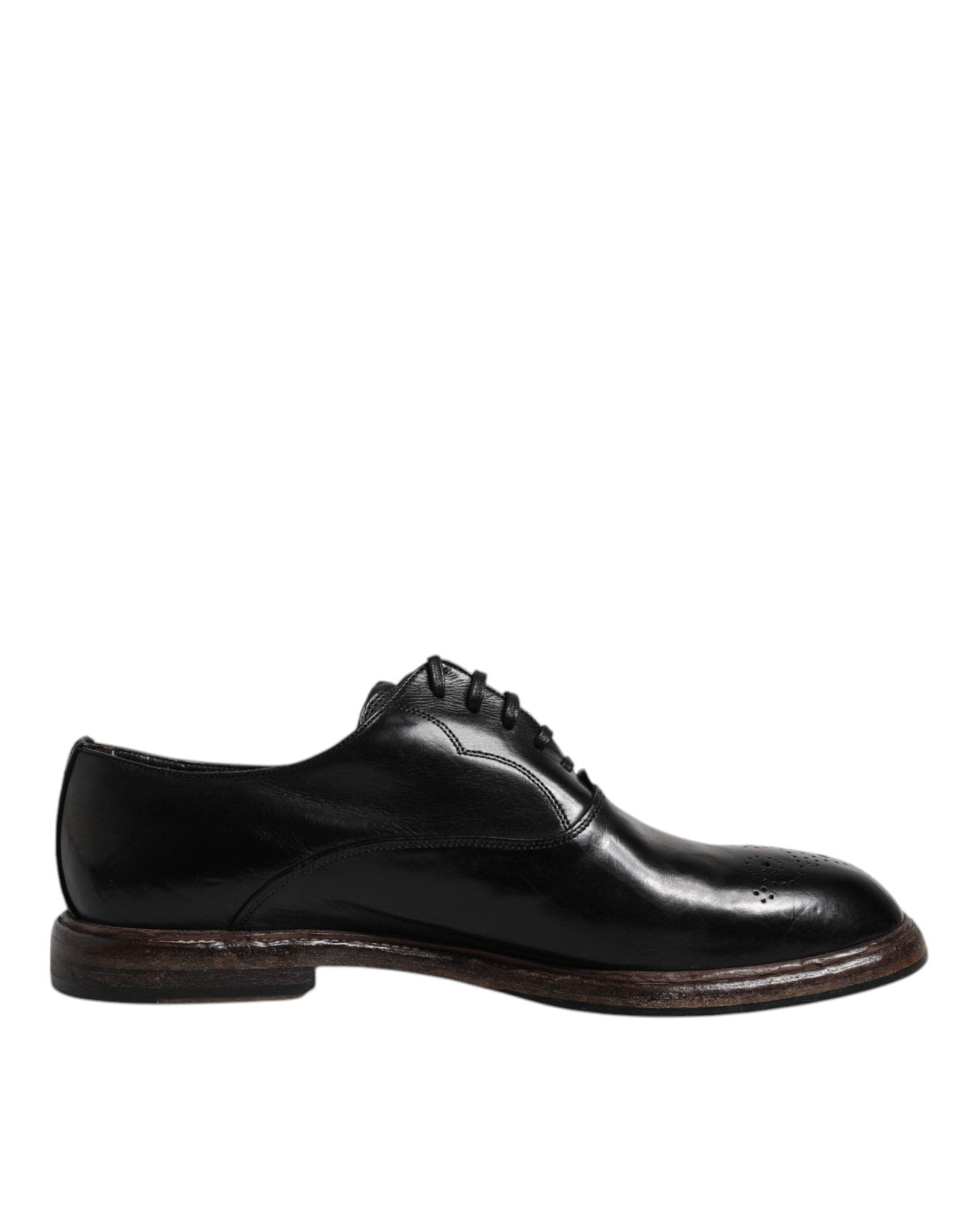 Dolce & Gabbana Black Leather Lace Up Men Derby Formal Shoes - Sandy Store ByNet
