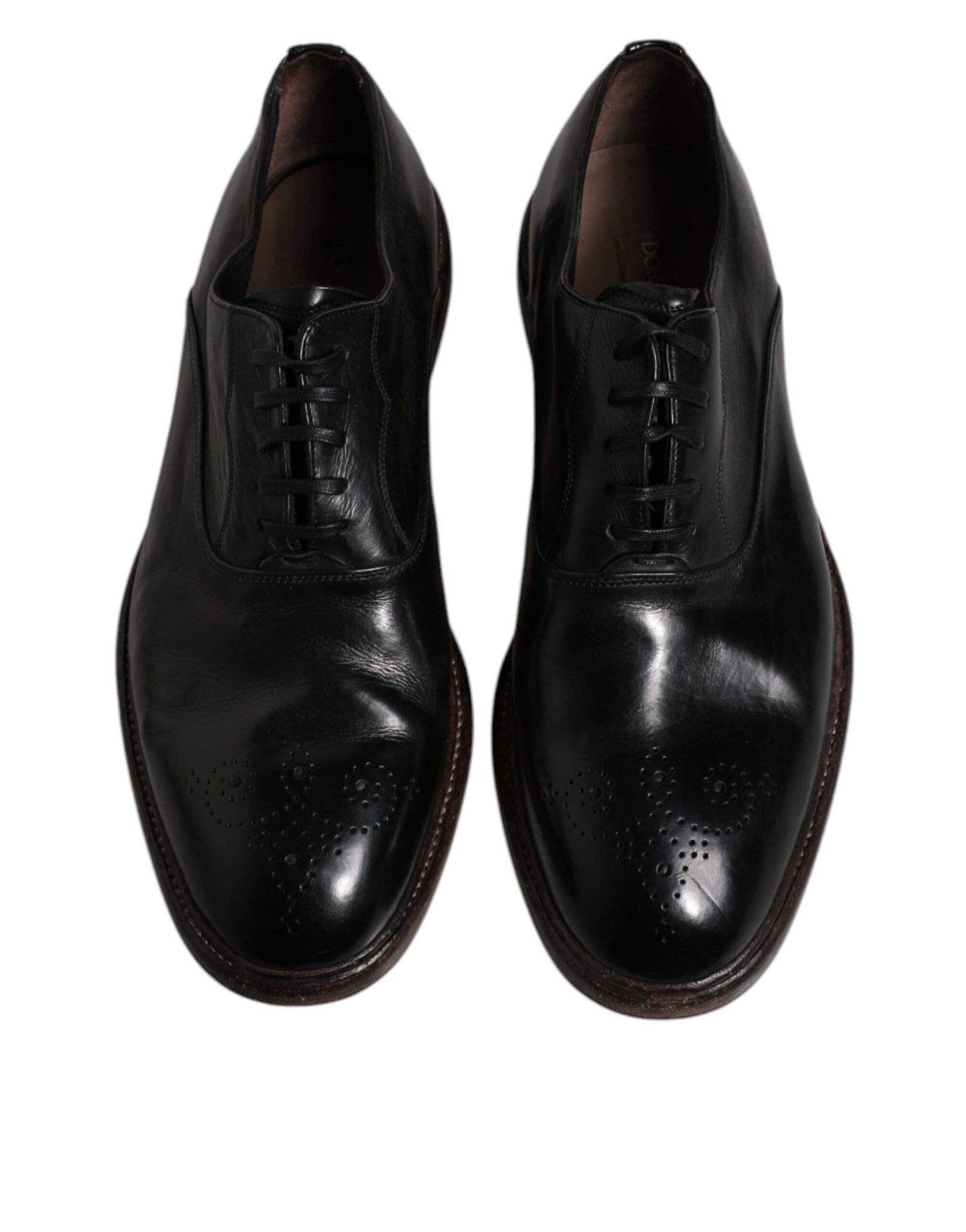 Dolce & Gabbana Black Leather Lace Up Men Derby Formal Shoes - Sandy Store ByNet