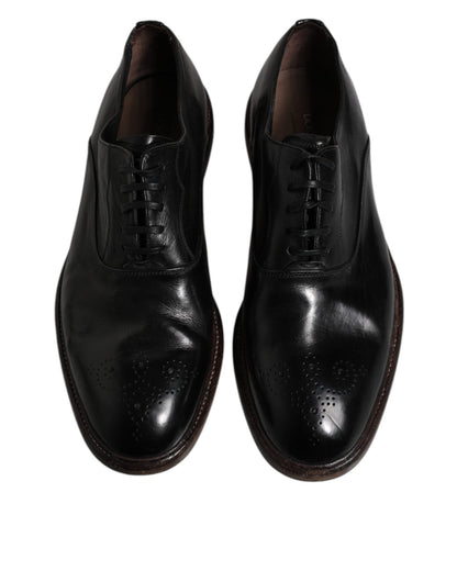 Dolce & Gabbana Black Leather Lace Up Men Derby Formal Shoes - Sandy Store ByNet
