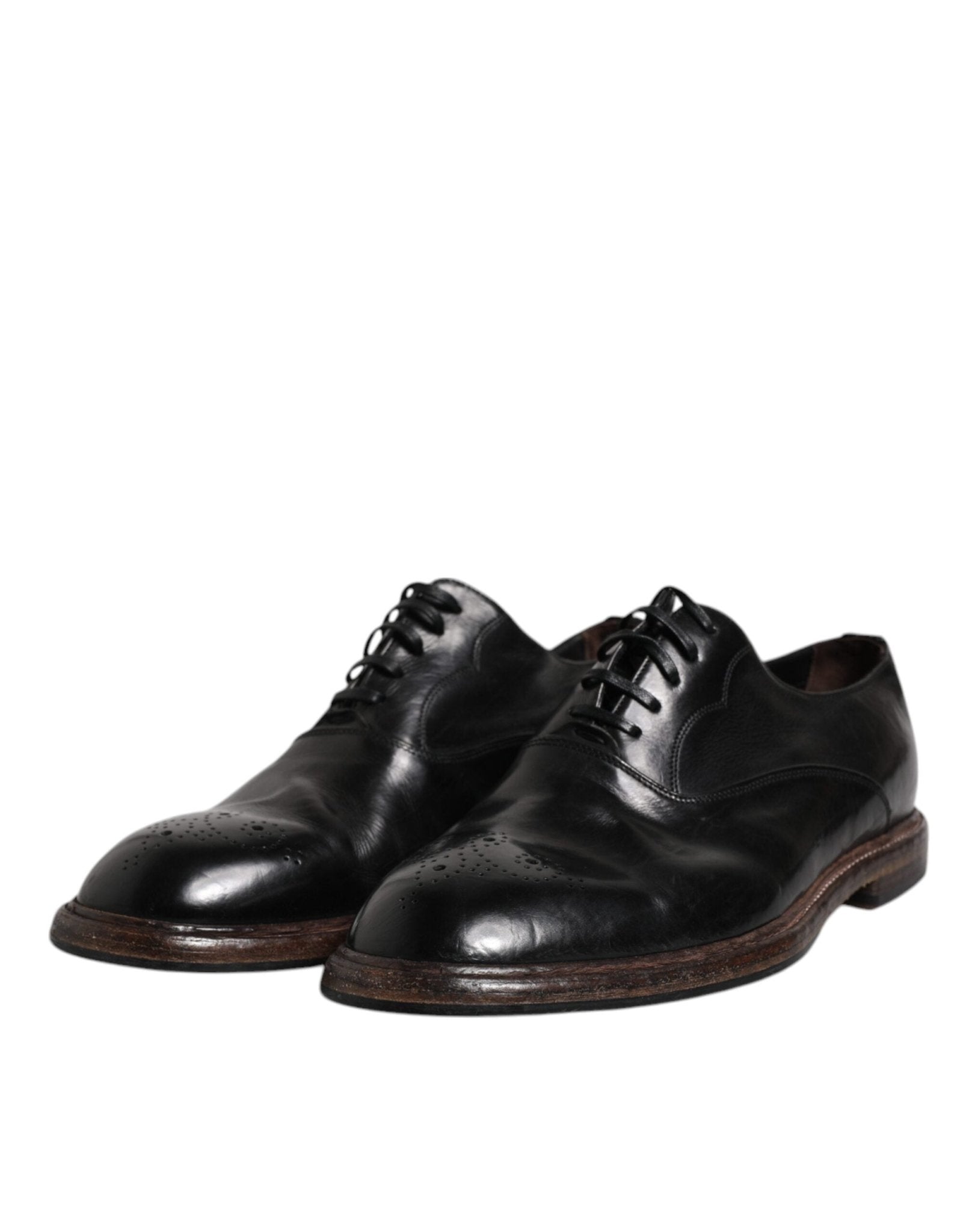 Dolce & Gabbana Black Leather Lace Up Men Derby Formal Shoes - Sandy Store ByNet