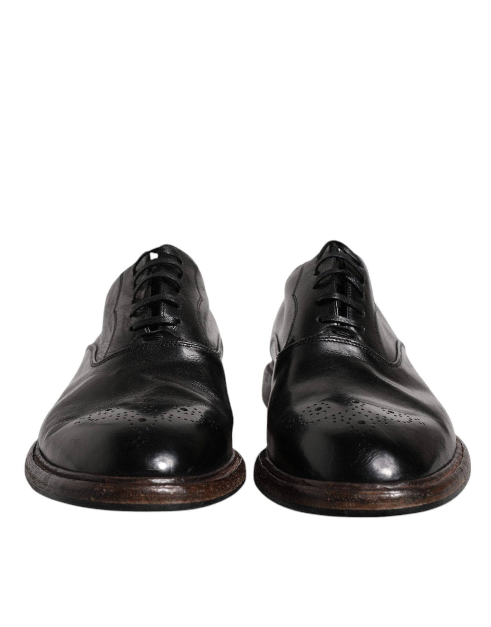 Dolce & Gabbana Black Leather Lace Up Men Derby Formal Shoes - Sandy Store ByNet