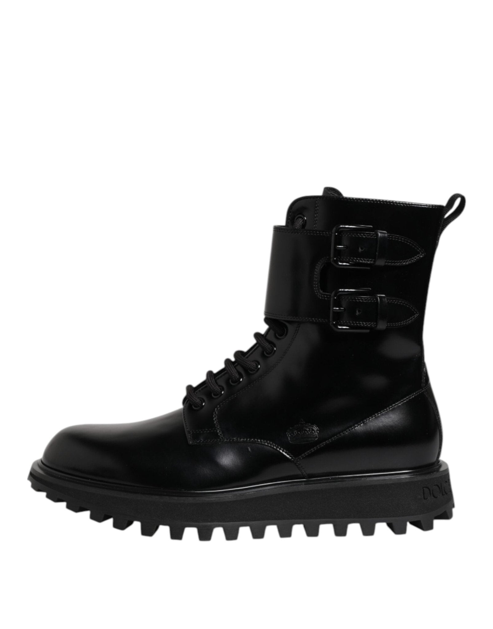 Dolce & Gabbana Black Leather Lace Up Mid Calf Boots Shoes – EU42/US9 par Dolce & Gabbana | Disponible sur Sandy Store ByNet