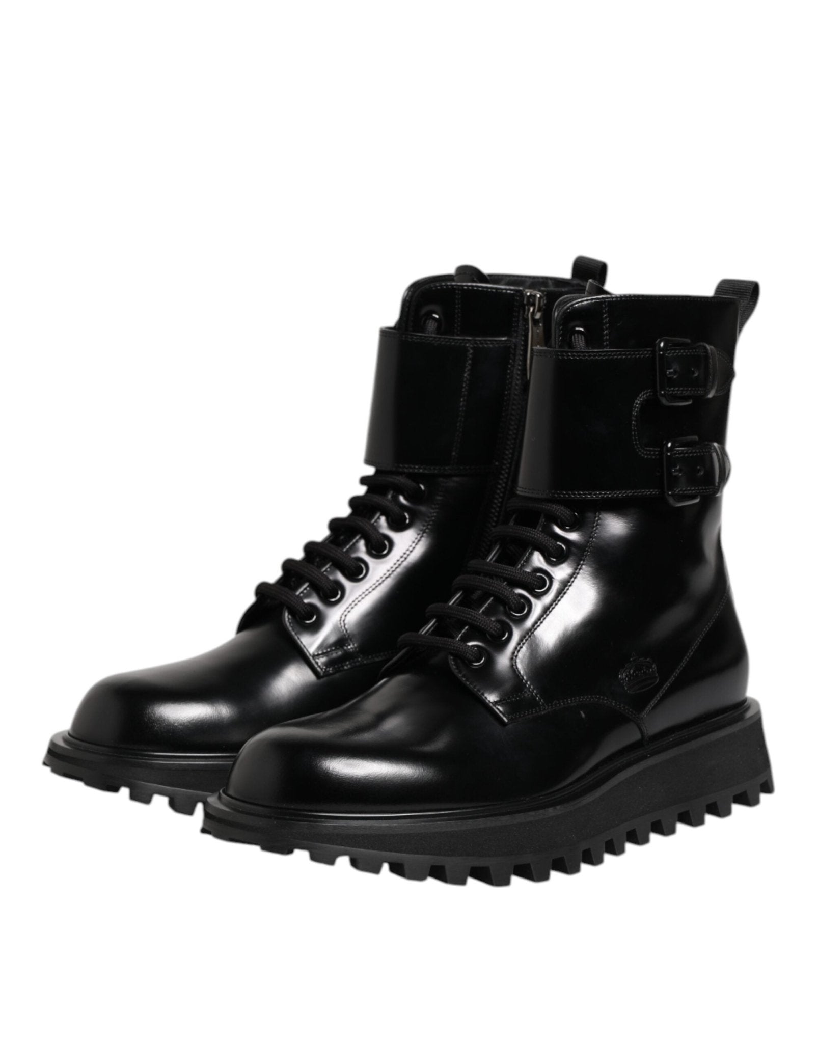 Dolce & Gabbana Black Leather Lace Up Mid Calf Boots Shoes – EU42/US9 par Dolce & Gabbana | Disponible sur Sandy Store ByNet