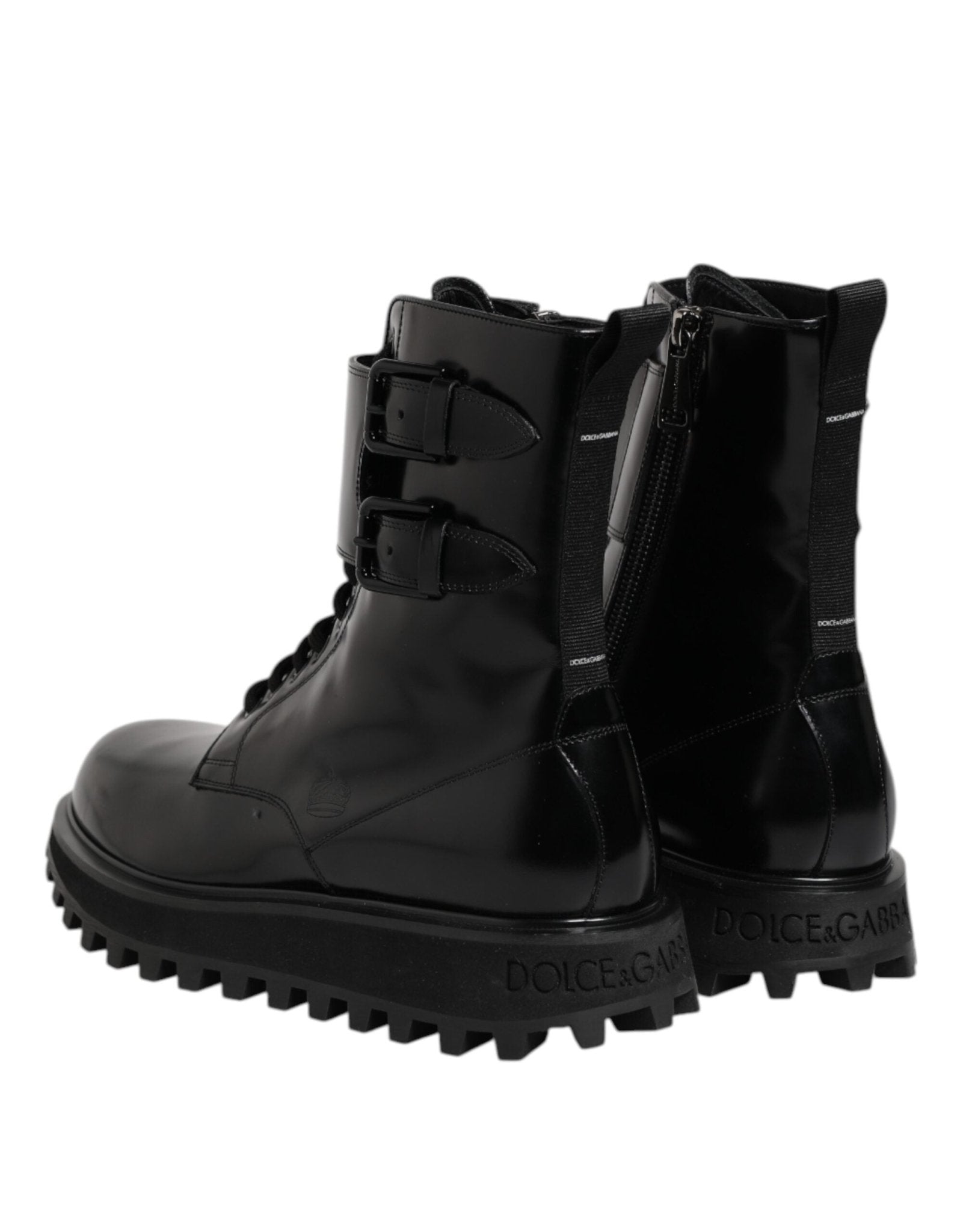 Dolce & Gabbana Black Leather Lace Up Mid Calf Boots Shoes – EU42/US9 par Dolce & Gabbana | Disponible sur Sandy Store ByNet