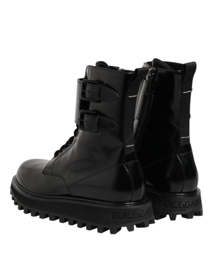 Dolce & Gabbana Black Leather Lace Up Mid Calf Boots Shoes – EU42/US9 par Dolce & Gabbana | Disponible sur Sandy Store ByNet