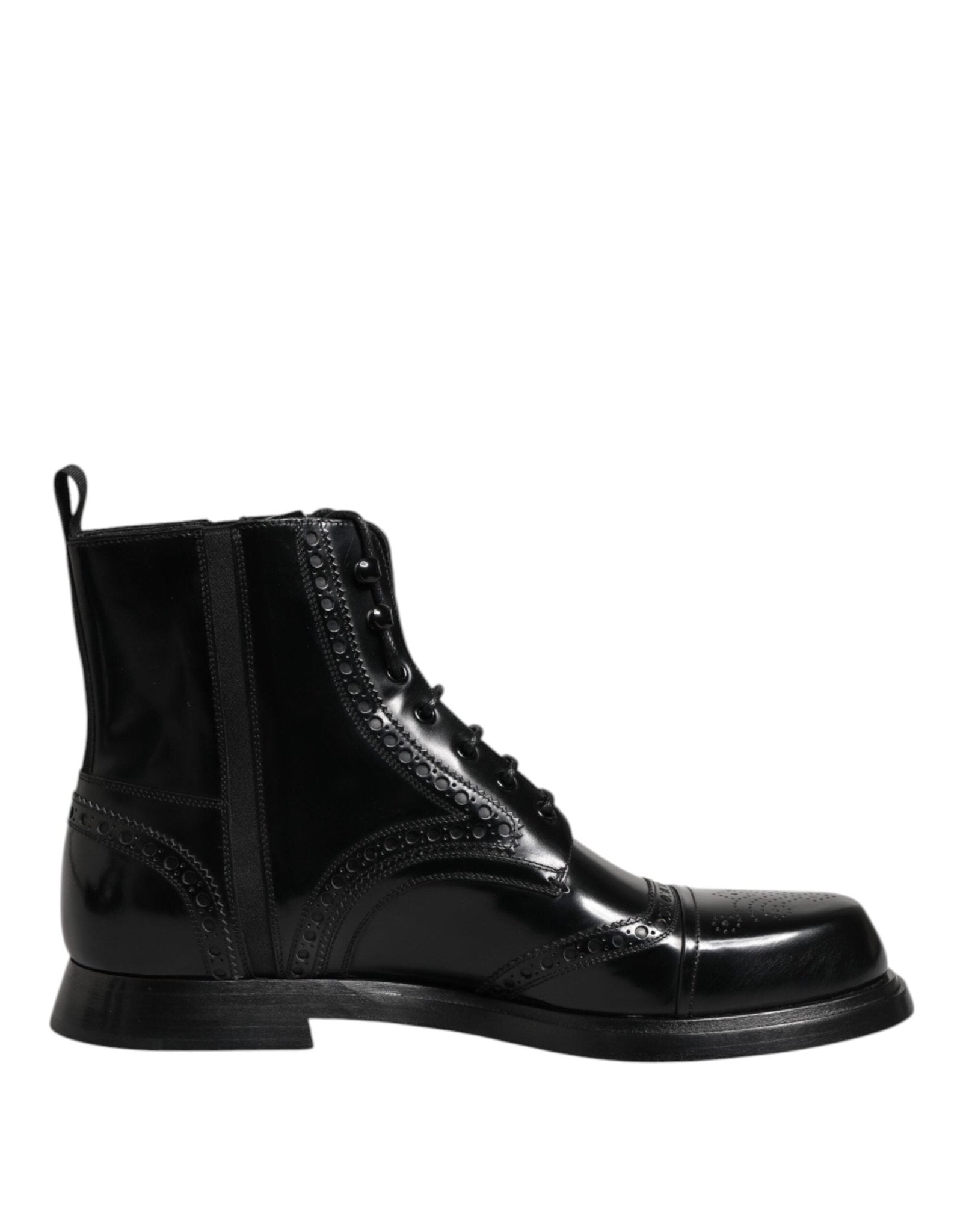 Dolce & Gabbana Black Leather Lace Up Mid Calf Boots Shoes – EU44/US11 par Dolce & Gabbana | Disponible sur Sandy Store ByNet