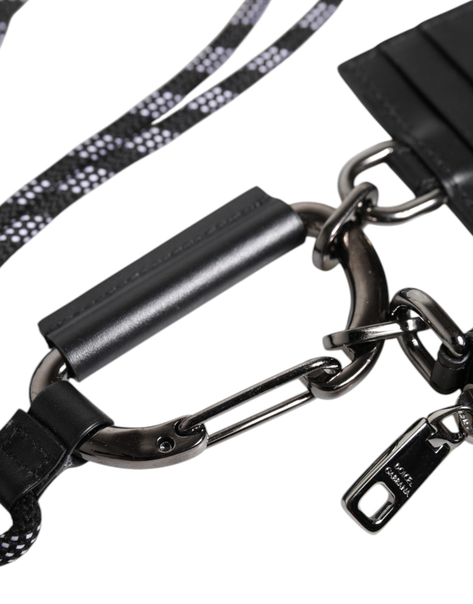 Dolce & Gabbana Black Leather Lanyard Zip Around Card Holder Wallet - Sandy Store ByNet