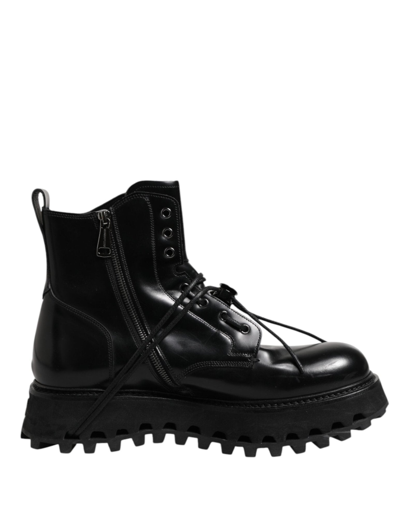Dolce & Gabbana Black Leather Logo Ankle Boots Lace Up Shoes – EU44/US11 par Dolce & Gabbana | Disponible sur Sandy Store ByNet