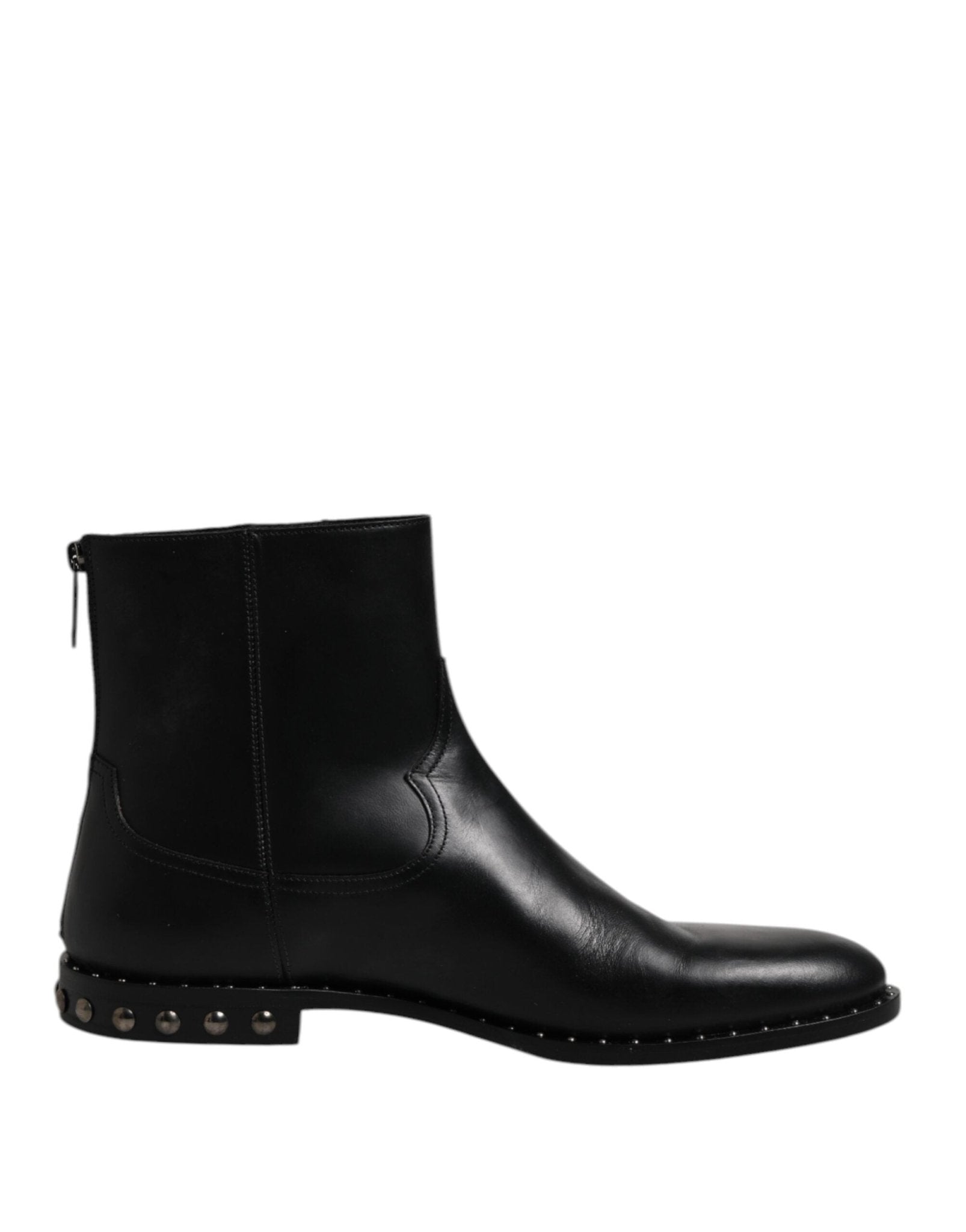 Dolce & Gabbana Black Leather Logo Ankle Boots Studded Shoes – EU44/US11 par Dolce & Gabbana | Disponible sur Sandy Store ByNet