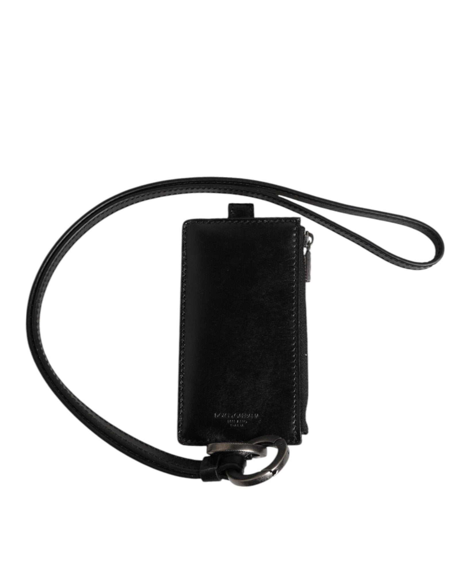 Dolce & Gabbana Black Leather Logo Embossed Lanyard Card Holder Wallet – par Dolce & Gabbana | Disponible sur Sandy Store ByNet