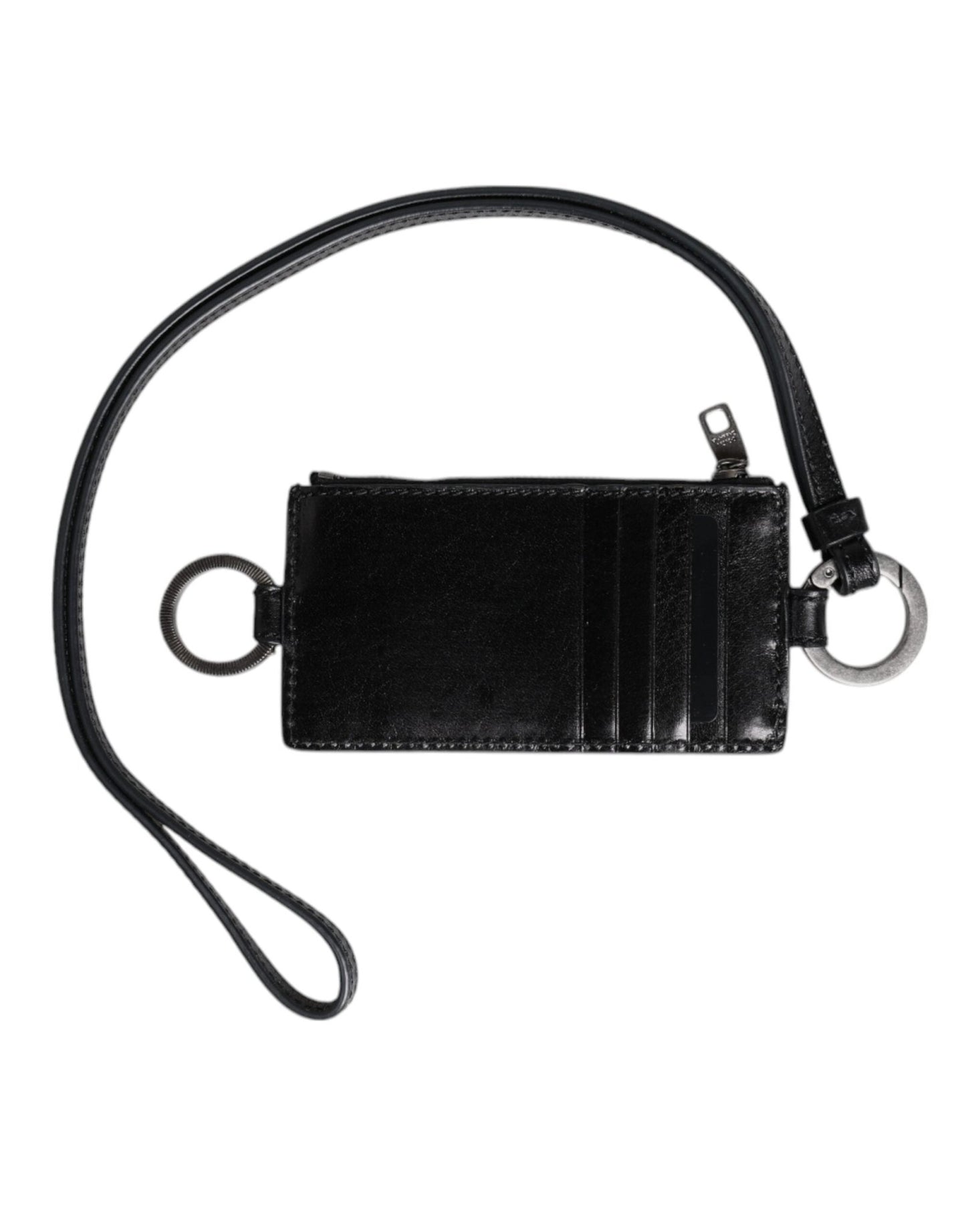 Dolce & Gabbana Black Leather Logo Embossed Lanyard Card Holder Wallet – par Dolce & Gabbana | Disponible sur Sandy Store ByNet