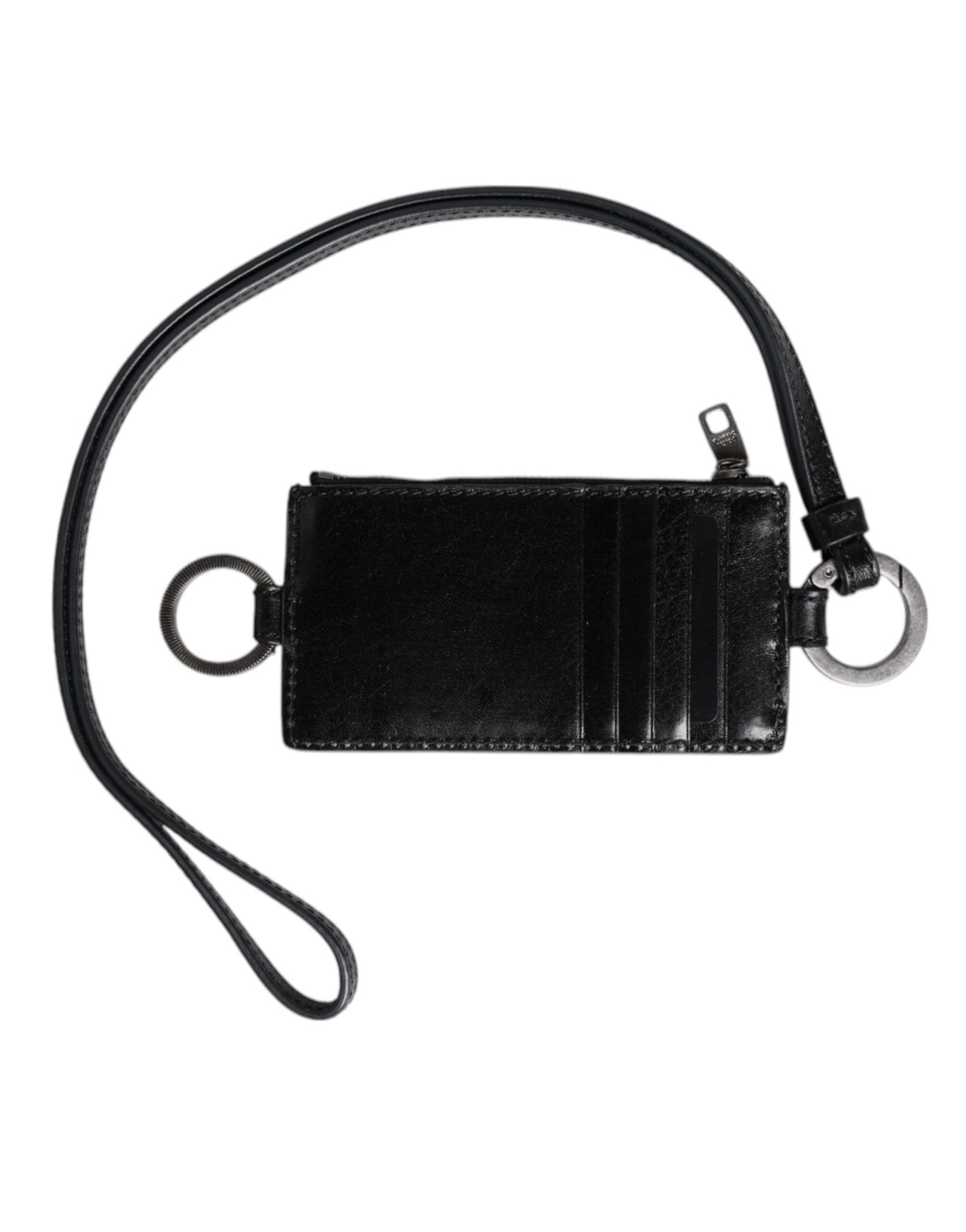 Dolce & Gabbana Black Leather Logo Embossed Lanyard Card Holder Wallet – par Dolce & Gabbana | Disponible sur Sandy Store ByNet