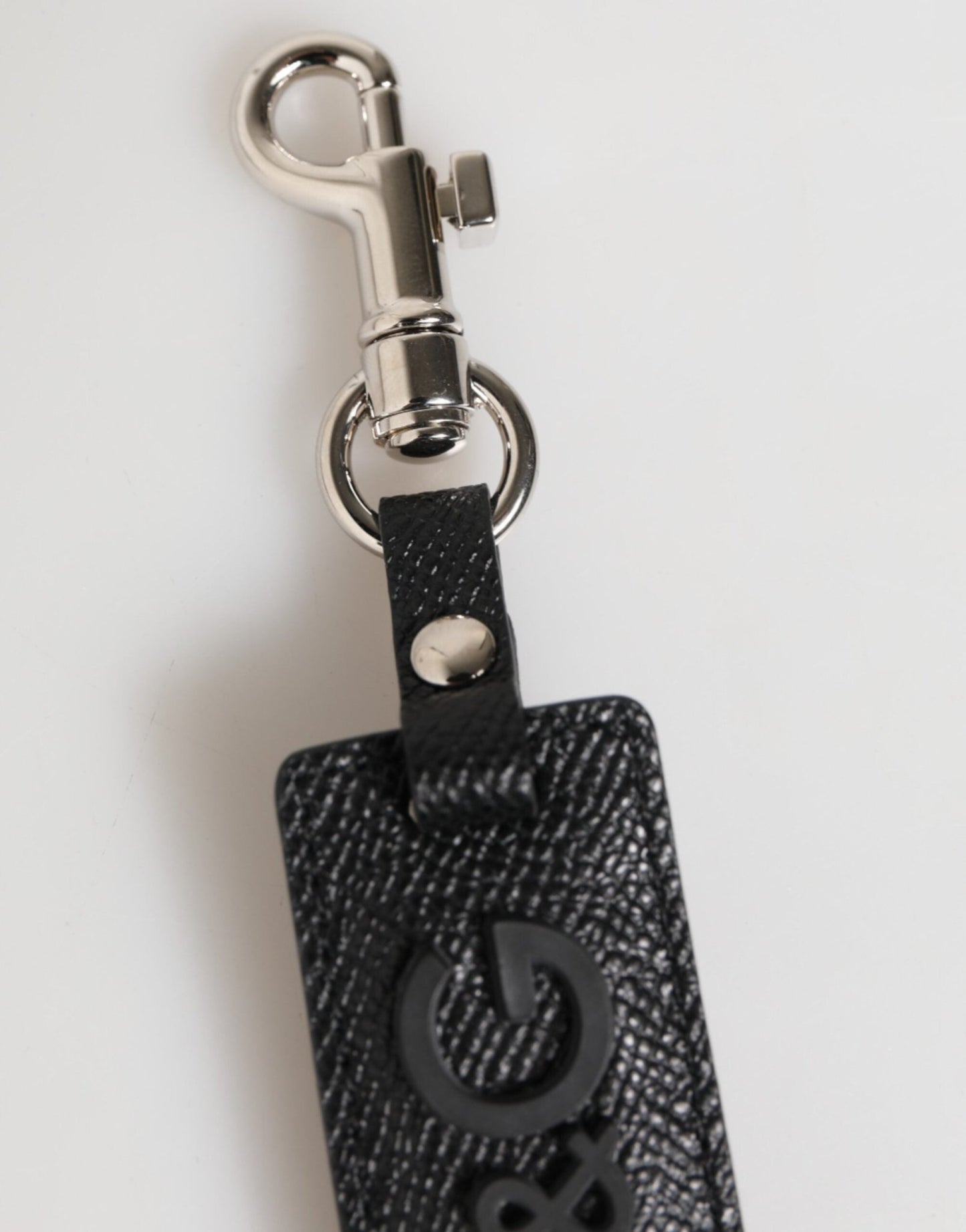 Dolce & Gabbana Black Leather Logo Metal Ring Keychain Holder Keyring – par Dolce & Gabbana | Disponible sur Sandy Store ByNet