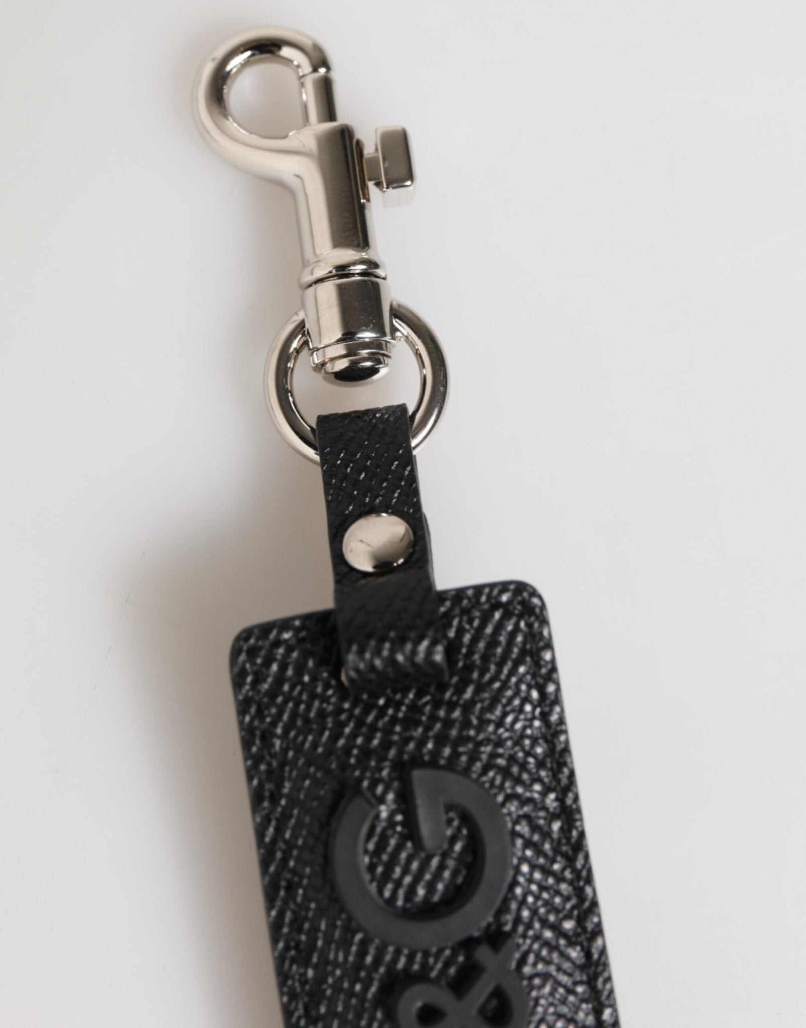 Dolce & Gabbana Black Leather Logo Metal Ring Keychain Holder Keyring – par Dolce & Gabbana | Disponible sur Sandy Store ByNet