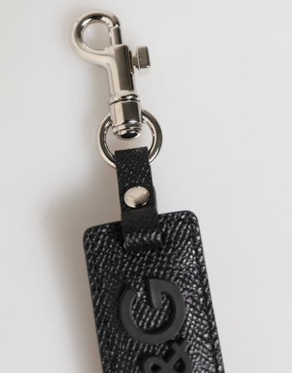 Dolce & Gabbana Black Leather Logo Metal Ring Keychain Holder Keyring – par Dolce & Gabbana | Disponible sur Sandy Store ByNet