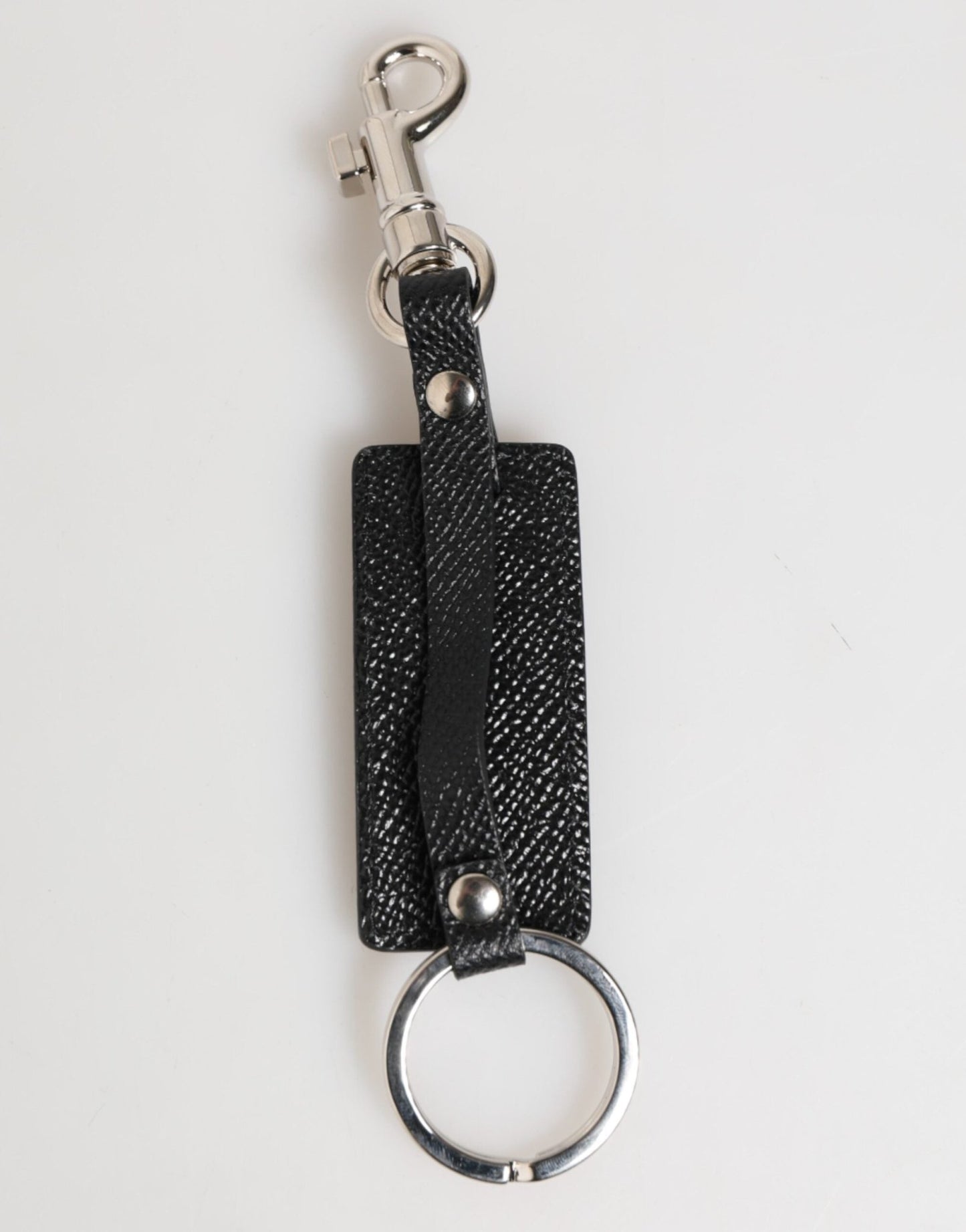 Dolce & Gabbana Black Leather Logo Metal Ring Keychain Holder Keyring – par Dolce & Gabbana | Disponible sur Sandy Store ByNet
