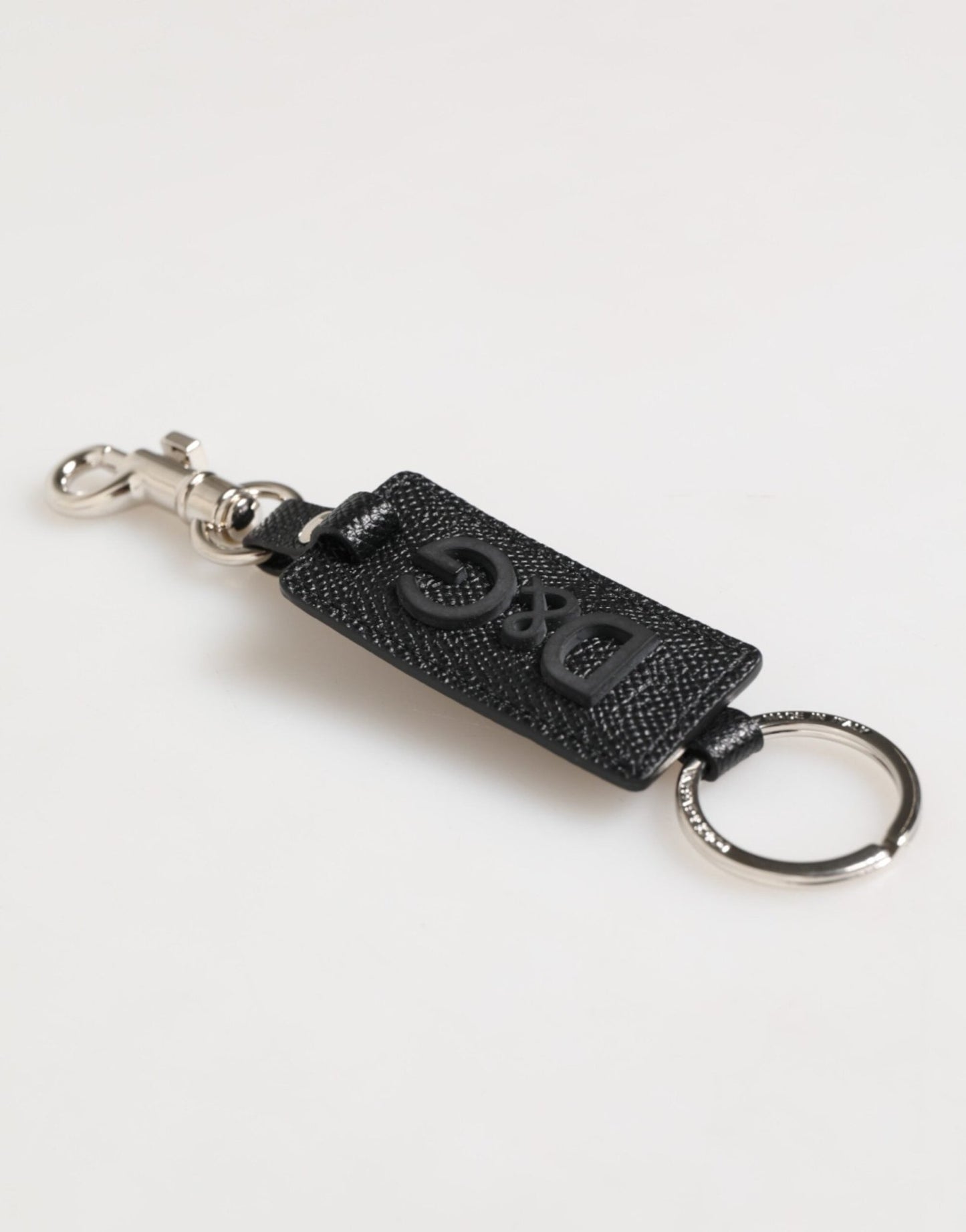 Dolce & Gabbana Black Leather Logo Metal Ring Keychain Holder Keyring – par Dolce & Gabbana | Disponible sur Sandy Store ByNet