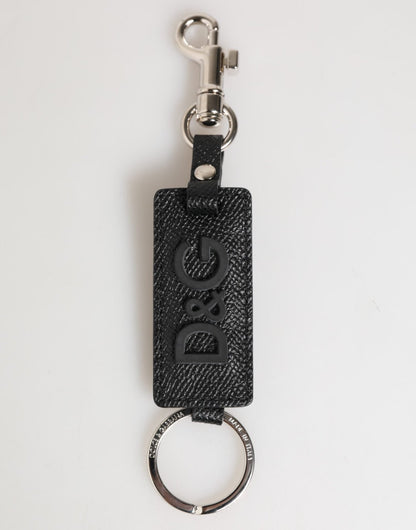 Dolce & Gabbana Black Leather Logo Metal Ring Keychain Holder Keyring – par Dolce & Gabbana | Disponible sur Sandy Store ByNet