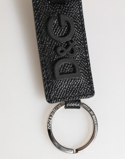 Dolce & Gabbana Black Leather Logo Metal Ring Keychain Holder Keyring – par Dolce & Gabbana | Disponible sur Sandy Store ByNet