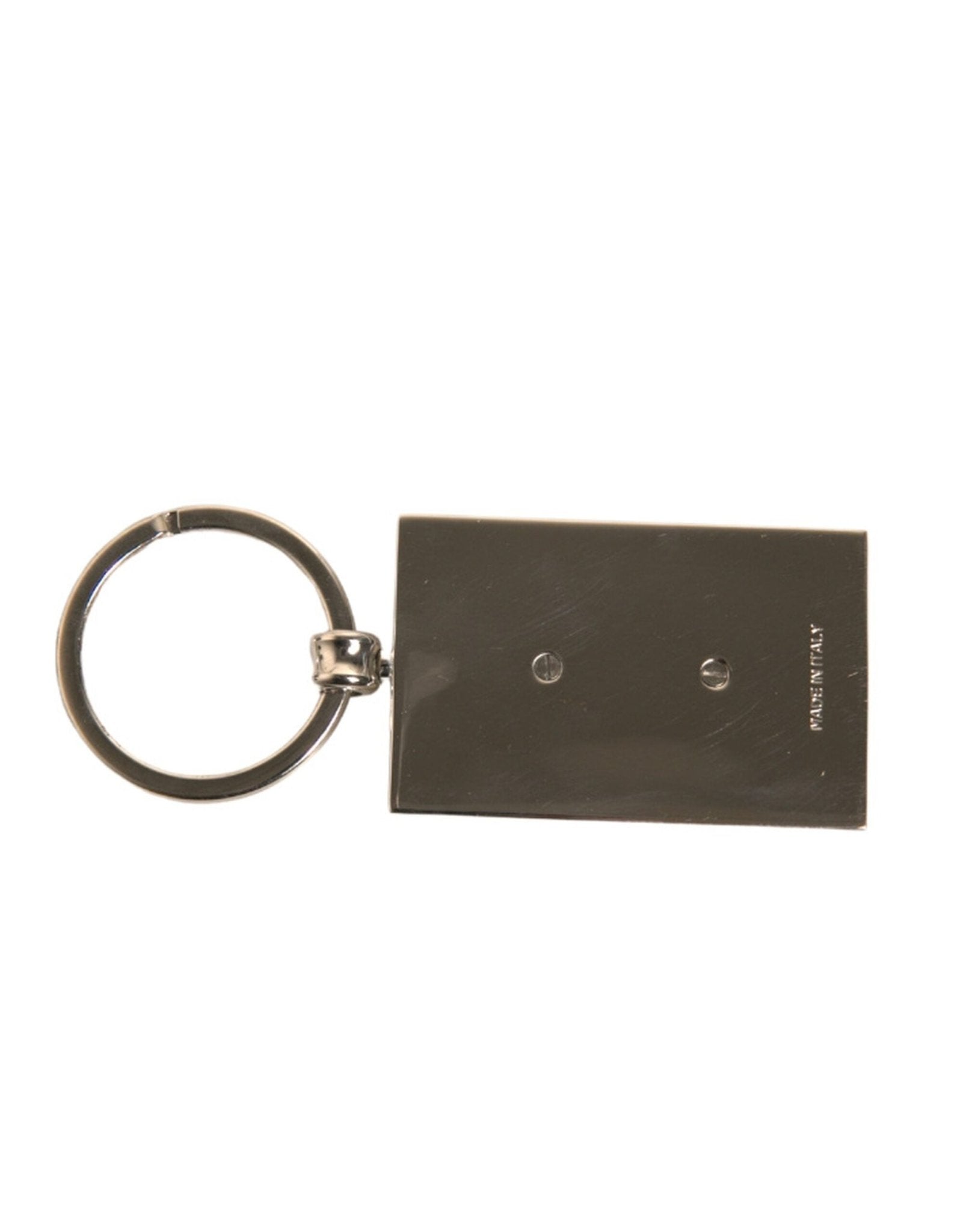 Dolce & Gabbana Black Leather Logo Metal Ring Keychain Keyring - Sandy Store ByNet