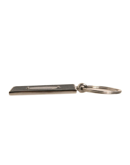 Dolce & Gabbana Black Leather Logo Metal Ring Keychain Keyring - Sandy Store ByNet