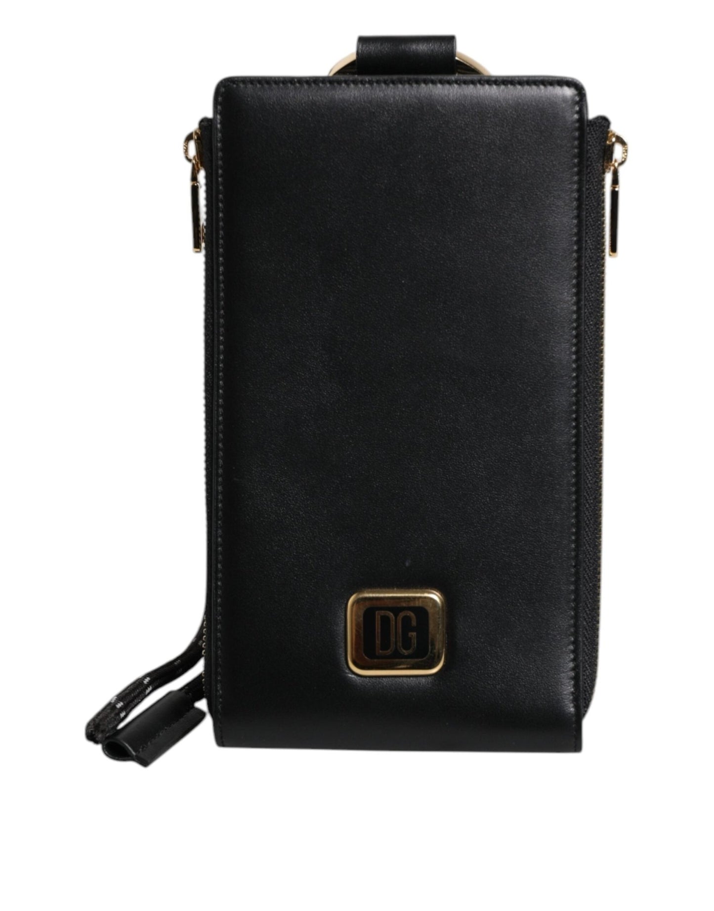 Dolce & Gabbana Black Leather Logo Plaque Neck Strap Card Coin Wallet – par Dolce & Gabbana | Disponible sur Sandy Store ByNet