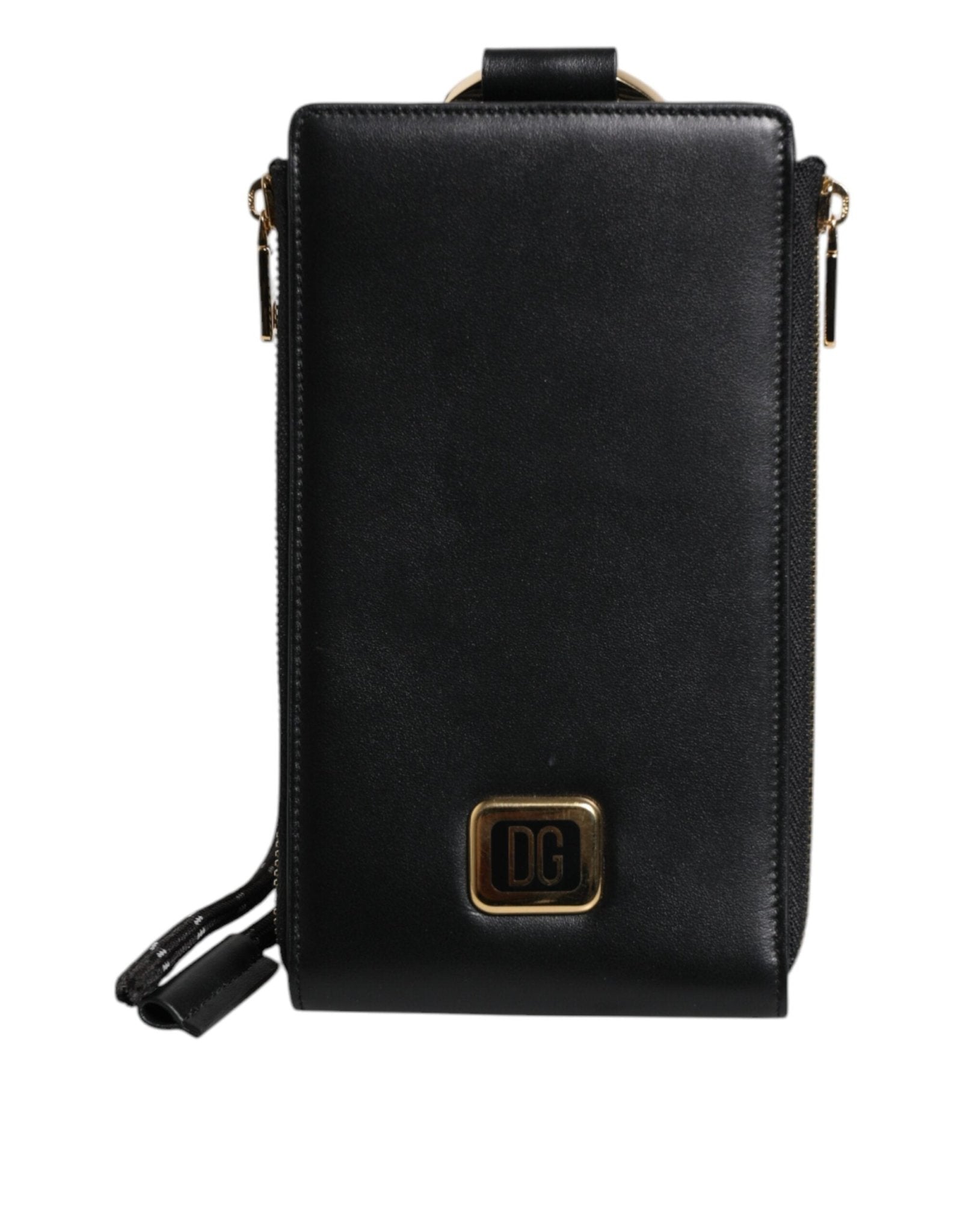 Dolce & Gabbana Black Leather Logo Plaque Neck Strap Card Coin Wallet – par Dolce & Gabbana | Disponible sur Sandy Store ByNet