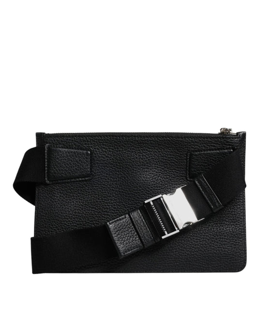 Dolce & Gabbana Black Leather Logo Plaque Purse Fanny Pack Bag - Sandy Store ByNet