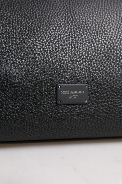 Dolce & Gabbana Black Leather Logo Plaque Shoulder Crossbody Bag - Sandy Store ByNet