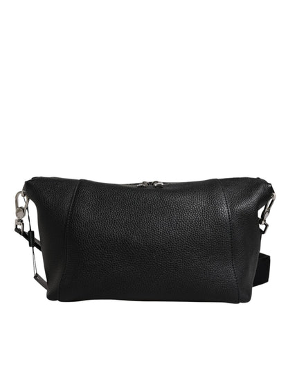 Dolce & Gabbana Black Leather Logo Plaque Shoulder Crossbody Bag - Sandy Store ByNet